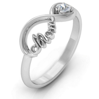 Mom's Infinity Bond Ring with Birthstone  - Name My Jewellery