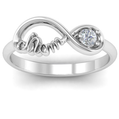Mom's Infinity Bond Ring with Birthstone  - Name My Jewellery