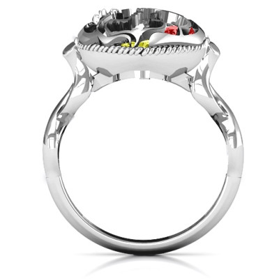 Mother and Child Caged Hearts Ring with Infinity Band - Name My Jewellery