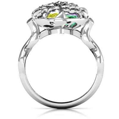 Family Tree Caged Hearts Ring with Infinity Band - Name My Jewellery