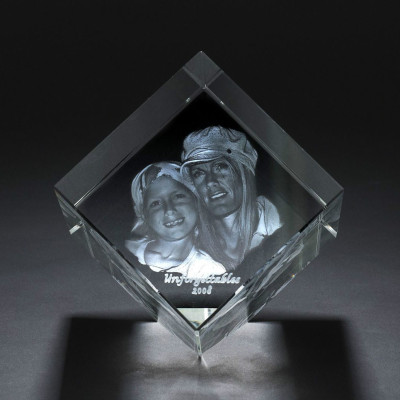 Square Crystal With Photo/Text Engraved Inside - Name My Jewellery