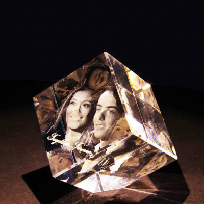 Square Crystal With Photo/Text Engraved Inside - Name My Jewellery