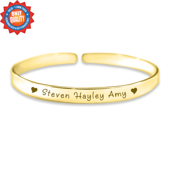 Personalised 8mm Endless Bangle - 18ct Gold Plated - Name My Jewellery
