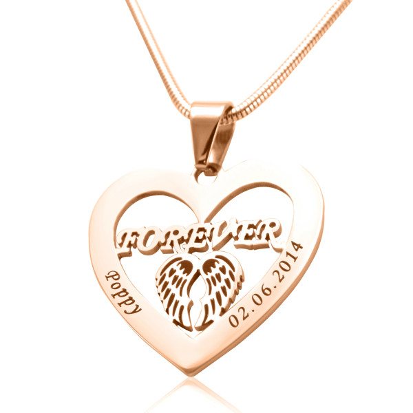 Personalised Angel in My Heart Necklace - 18ct Rose Gold Plated - Name My Jewellery