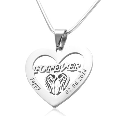 Personalised Angel in My Heart Necklace - Sterling Silver - Name My Jewellery