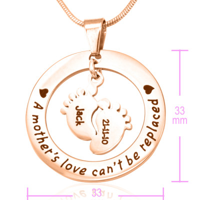 Personalised Cant Be Replaced Necklace - Single Feet 18mm - 18ct Rose Gold - Name My Jewellery