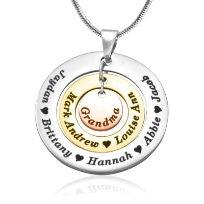 Personalised Circles of Love Necklace - Three Tone - Rose Gold Silver - Name My Jewellery