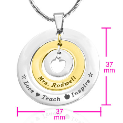 Personalised Circles of Love Necklace Teacher - TWO TONE - Gold  Silver - Name My Jewellery