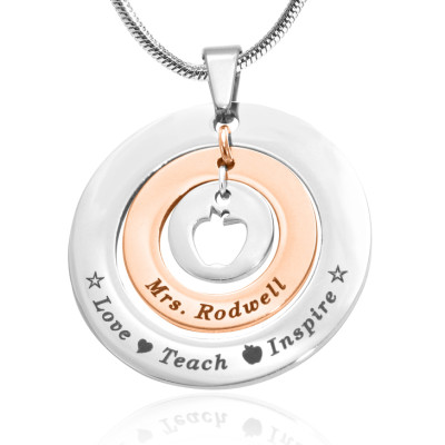 Personalised Circles of Love Necklace Teacher - TWO TONE - Rose Gold  Silver - Name My Jewellery