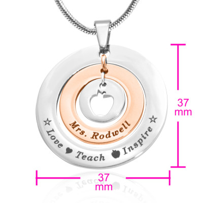 Personalised Circles of Love Necklace Teacher - TWO TONE - Rose Gold  Silver - Name My Jewellery