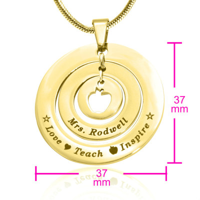 Personalised Circles of Love Necklace Teacher - 18ct GOLD Plated - Name My Jewellery