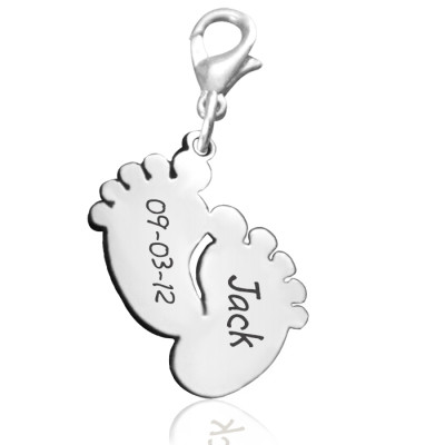 Personalised Feet Charm 12mm With Clasp - Name My Jewellery