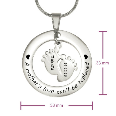 Personalised Cant Be Replaced Necklace - Single Feet 18mm - Sterling Silver - Name My Jewellery