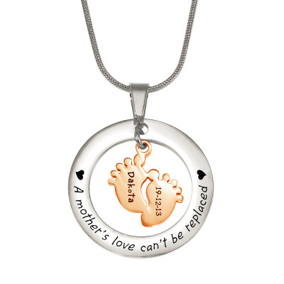 Personalised Cant Be Replaced Necklace - Single Feet 18mm - Two Tone - 18ct Rose Gold Plated - Name My Jewellery
