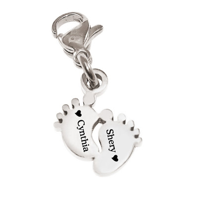 Personalised Feet Charm 12mm With Clasp - Name My Jewellery