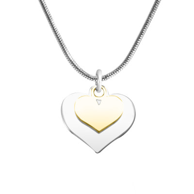 Personalised Double Heart Necklace - Two Tone - Gold n Silver - Name My Jewellery