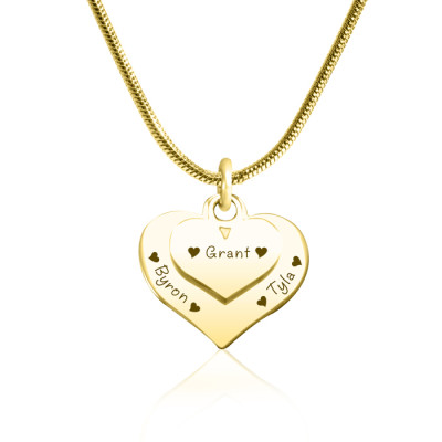 Personalised Double Heart Necklace - 18ct Gold Plated - Name My Jewellery