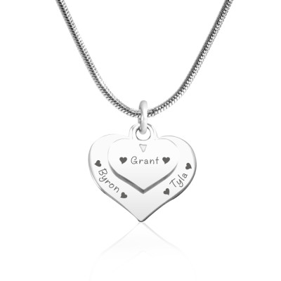 Personalised Double Heart Necklace - Sterling Silver - Name My Jewellery