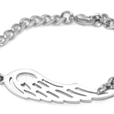 Personalised Angels Wing Bracelet - Silver - Name My Jewellery