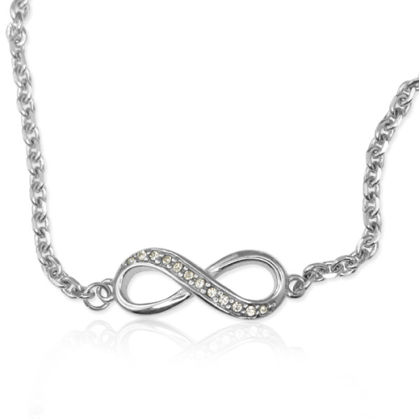 Personalised  Crystal Infinity Bracelet/Anklet - Sterling Silver - Name My Jewellery