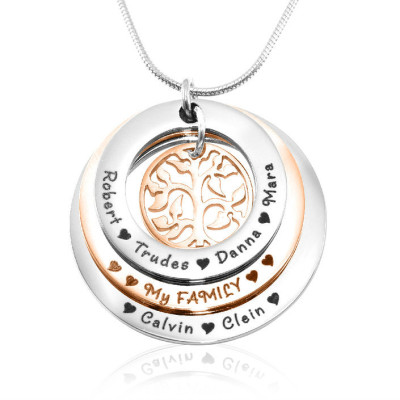 Personalised Family Triple Love - Two Tone - Rose Gold n Silver - Name My Jewellery