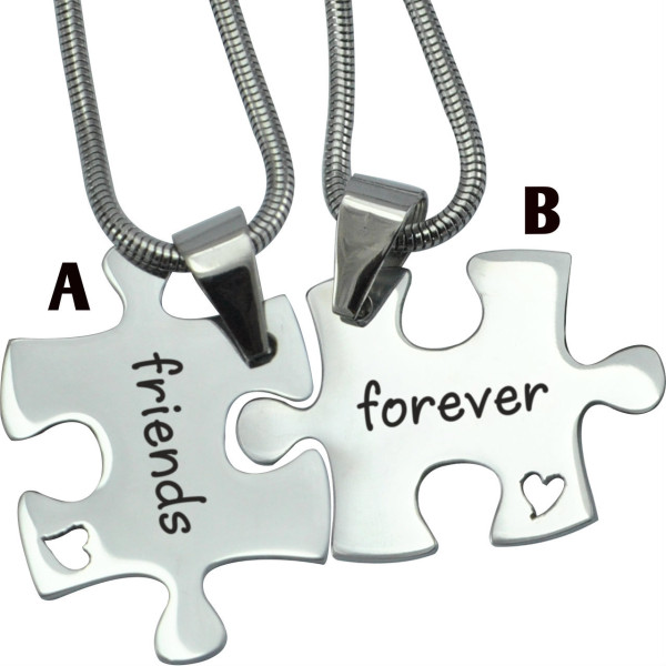 Personalised Forever Friends Puzzle Two Necklaces - Name My Jewellery