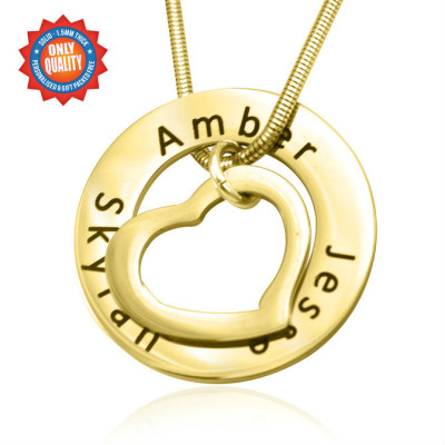 Personalised Heart Washer Necklace - 18ct GOLD Plated - Name My Jewellery