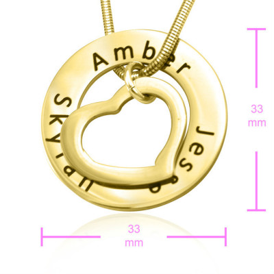 Personalised Heart Washer Necklace - 18ct GOLD Plated - Name My Jewellery