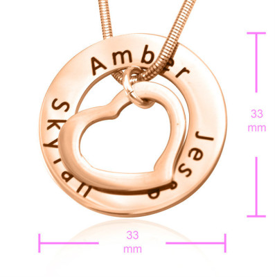 Personalised Heart Washer Necklace - 18ct Rose Gold Plated - Name My Jewellery