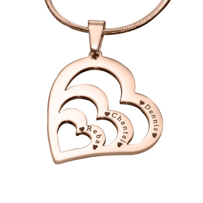 Personalised Hearts of Love Necklace - 18ct Rose Gold Plated - Name My Jewellery