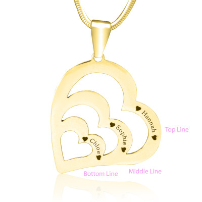 Personalised Hearts of Love Necklace - 18ct Gold Plated - Name My Jewellery
