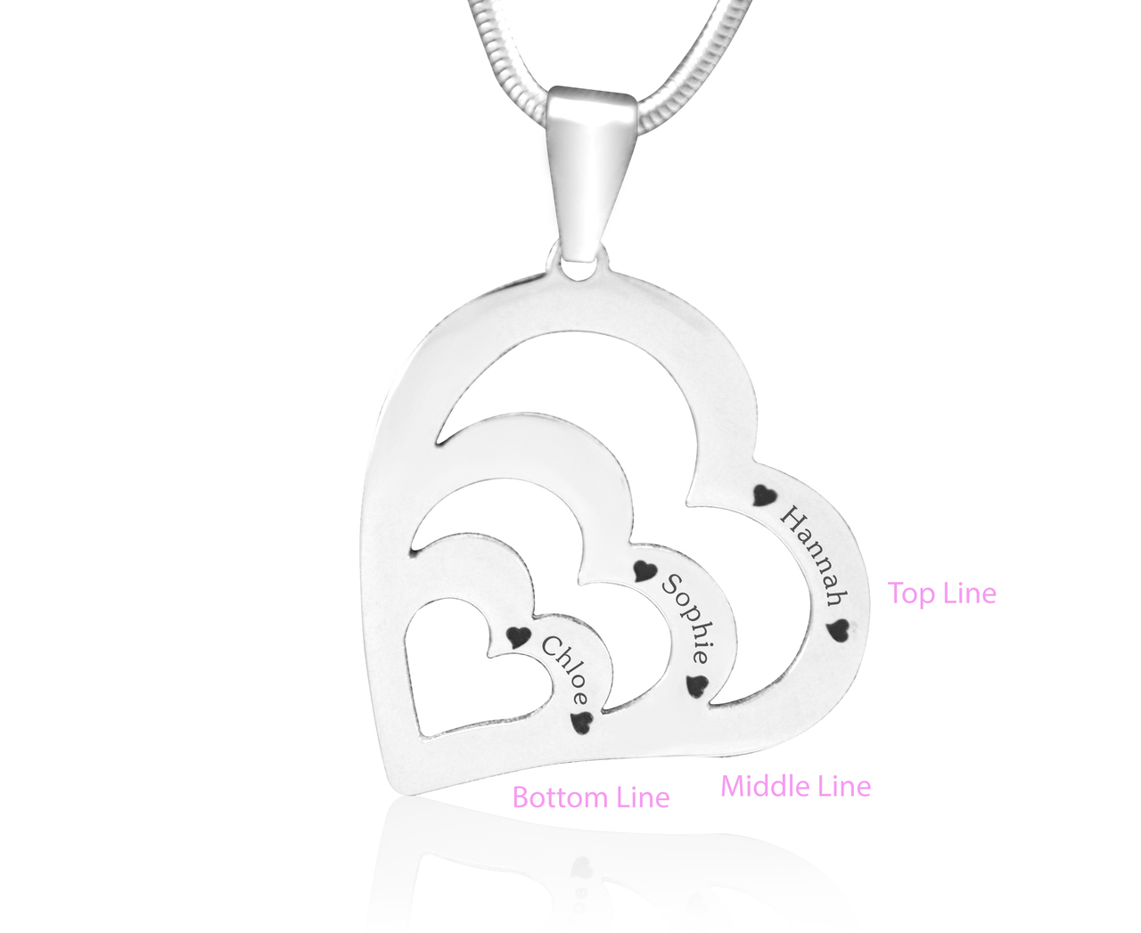 Personalised Hearts of Love Necklace Sterling Silver Name My Jewellery
