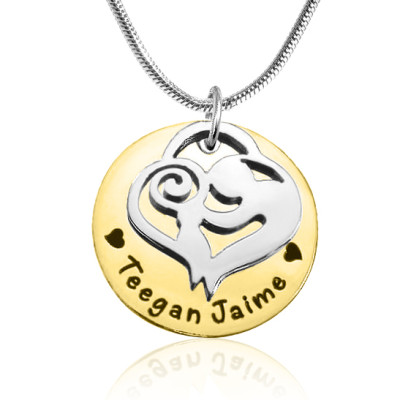 Personalised Mother's Disc Single Necklace - Two Tone - Gold  Silver - Name My Jewellery