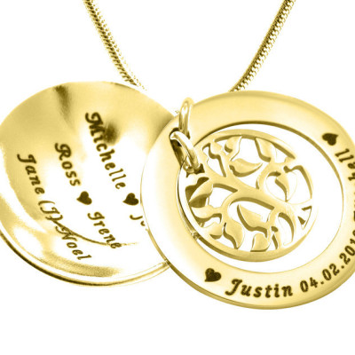 Personalised My Family Tree Dome Necklace - 18ct Gold Plated - Name My Jewellery