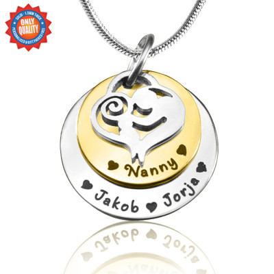 Personalised Mother's Disc Double Necklace - Two Tone - Gold  Silver - Name My Jewellery