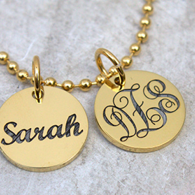 Personalised Monogram Initial Disc Necklace - Name My Jewellery