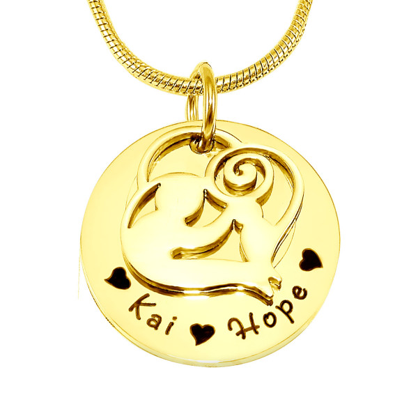 Personalised Mother's Disc Single Necklace - 18ct Gold Plated - Name My Jewellery