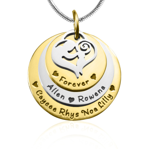 Personalised Mother's Disc Triple Necklace - TWO TONE - Gold  Silver - Name My Jewellery