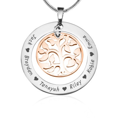 Personalised My Family Tree Necklace - Two Tone - Rose Gold Tree - Name My Jewellery