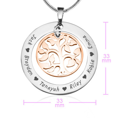 Personalised My Family Tree Necklace - Two Tone - Rose Gold Tree - Name My Jewellery