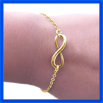 Personalised Classic  Infinity Bracelet/Anklet - 18ct Gold Plated - Name My Jewellery