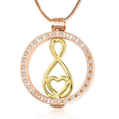 Personalised 18ct Rose Gold Plated Diamonte Necklace with Gold Infinity - Name My Jewellery