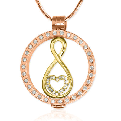 Personalised 18ct Rose Gold Plated Diamonte Necklace with Gold Infinity - Name My Jewellery