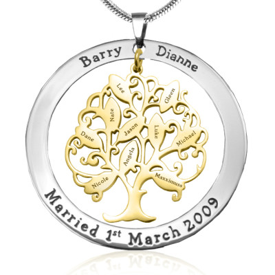 Personalised Tree of My Life Washer 10 - Two Tone - Gold Tree - Name My Jewellery