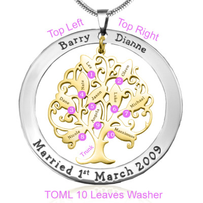 Personalised Tree of My Life Washer 10 - Two Tone - Gold Tree - Name My Jewellery