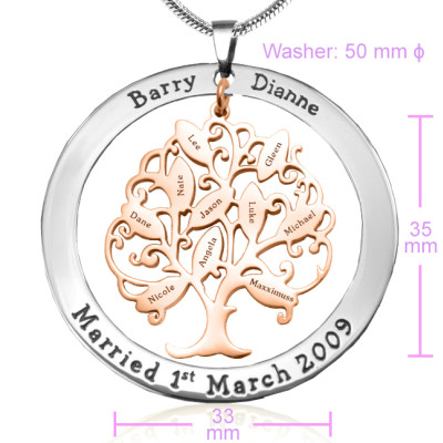 Personalised Tree of My Life Washer 10 - Two Tone - Rose Gold Tree - Name My Jewellery