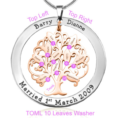 Personalised Tree of My Life Washer 10 - Two Tone - Rose Gold Tree - Name My Jewellery