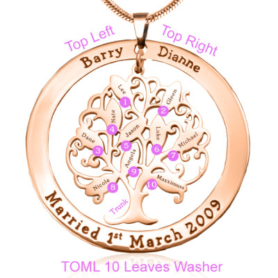 Personalised Tree of My Life Washer 10 - 18ct Rose Gold Plated - Name My Jewellery