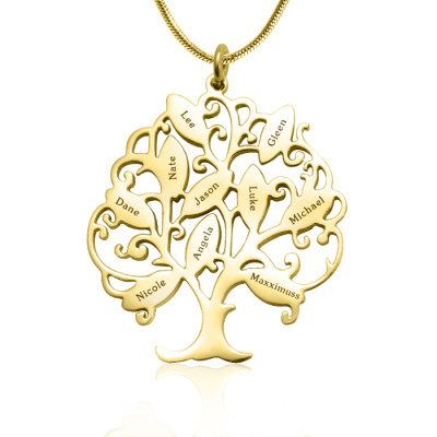 Personalised Tree of My Life Necklace 10 - 18ct Gold Plated - Name My Jewellery