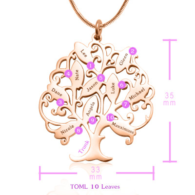 Personalised Tree of My Life Necklace 10 - 18ct Rose Gold Plated - Name My Jewellery